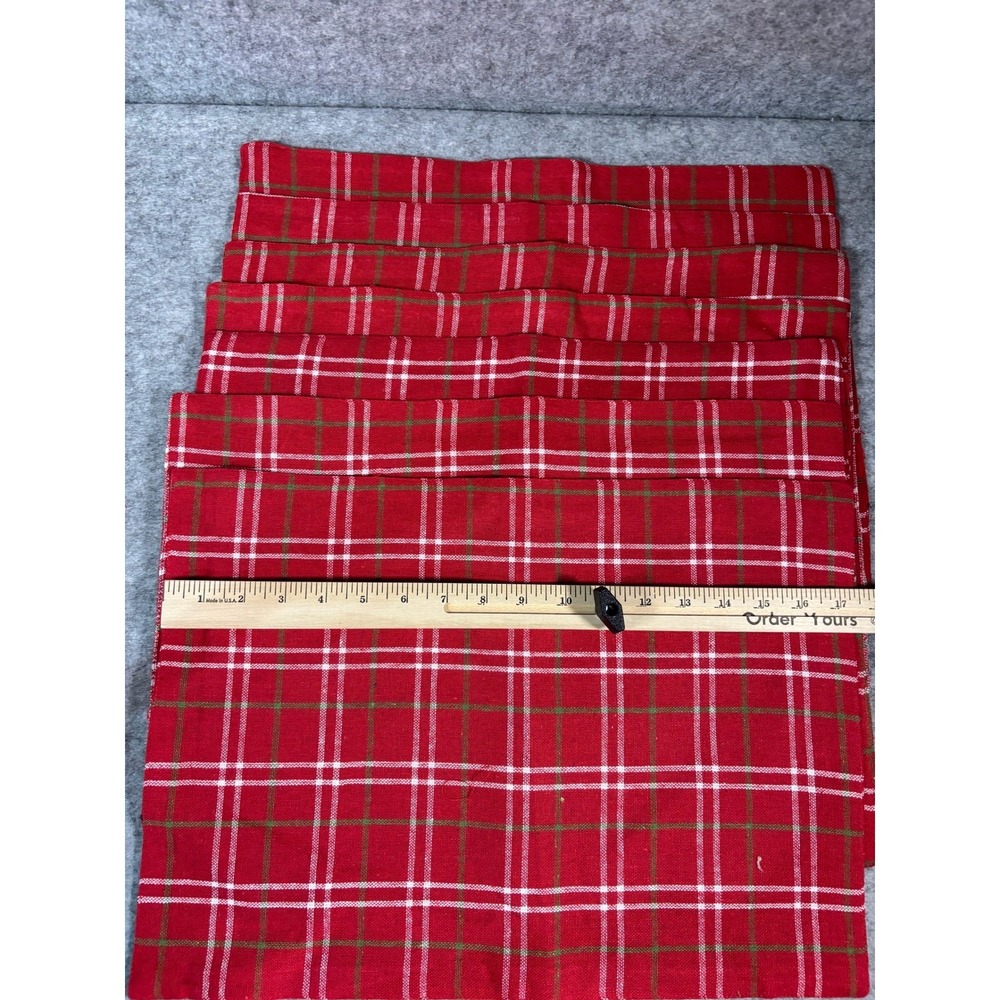 Home Collection Red‎ Plaid Placemats Set of 7 Cotton Blend Table Decor - Picture 6 of 8